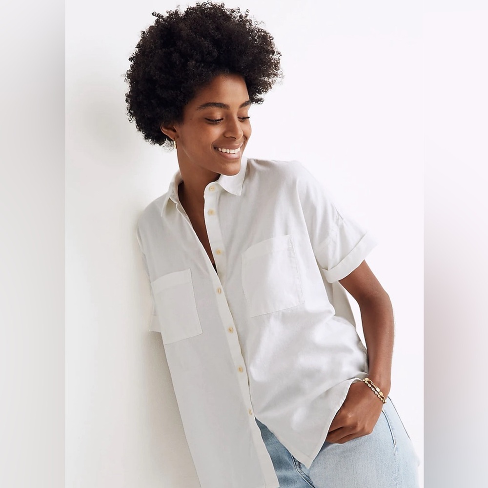 Madewell White Cotton Courier Shirt